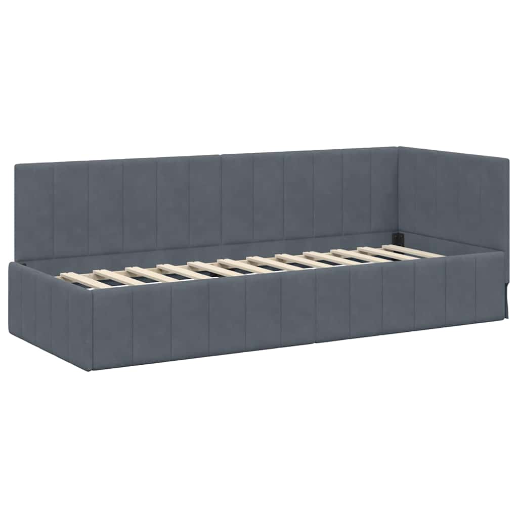 Cornice del letto ad angolo Grigio scuro 80 cm x 200 cm Velluto | homemem39