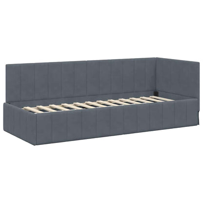 Cornice del letto ad angolo Grigio scuro 80 cm x 200 cm Velluto | homemem39
