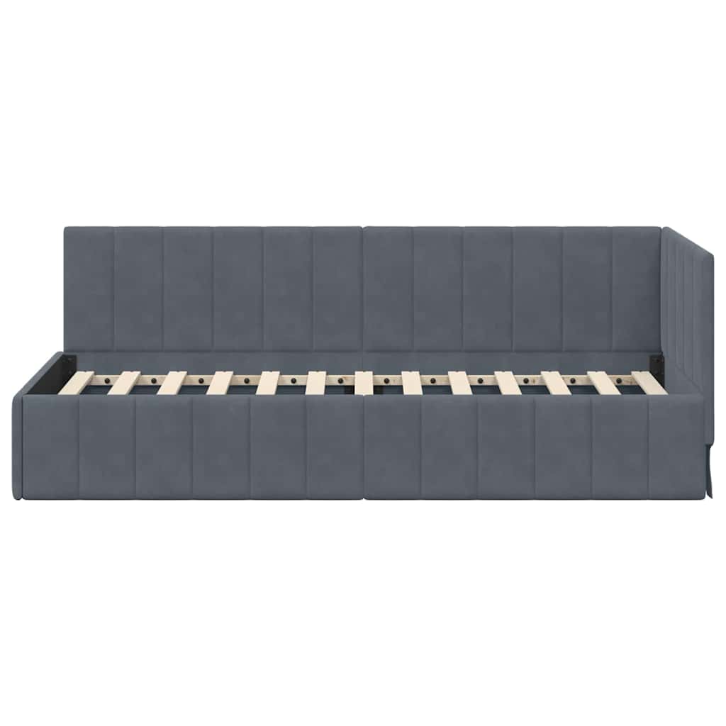 Cornice del letto ad angolo Grigio scuro 80 cm x 200 cm Velluto | homemem39