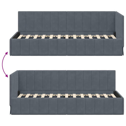 Cornice del letto ad angolo Grigio scuro 80 cm x 200 cm Velluto | homemem39