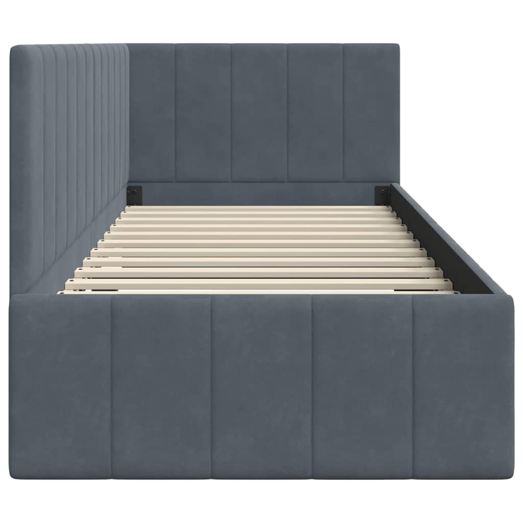 Cornice del letto ad angolo Grigio scuro 80 cm x 200 cm Velluto | homemem39