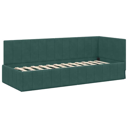 Cornice del letto ad angolo Verde Scuro 80 cm x 200 cm Velluto