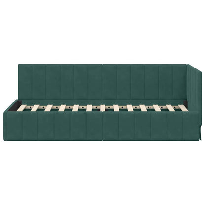 Cornice del letto ad angolo Verde Scuro 80 cm x 200 cm Velluto