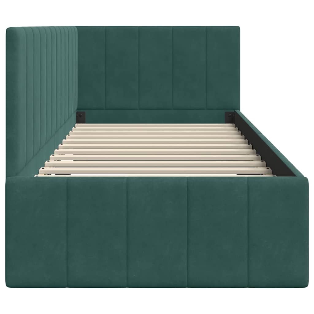 Cornice del letto ad angolo Verde Scuro 80 cm x 200 cm Velluto | homemem39