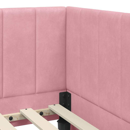 Cornice del letto ad angolo Rosa 80 cm x 200 cm Velluto