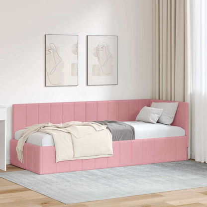 Cornice del letto ad angolo Rosa 80 cm x 200 cm Velluto