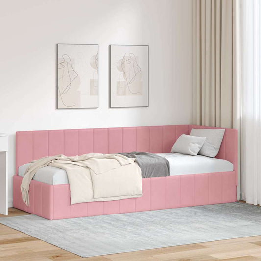 Cornice del letto ad angolo Rosa 80 cm x 200 cm Velluto