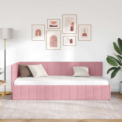 Cornice del letto ad angolo Rosa 80 cm x 200 cm Velluto