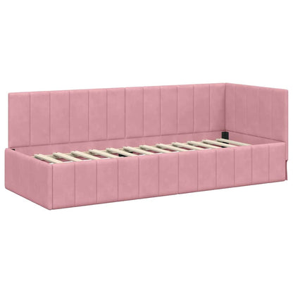 Cornice del letto ad angolo Rosa 80 cm x 200 cm Velluto