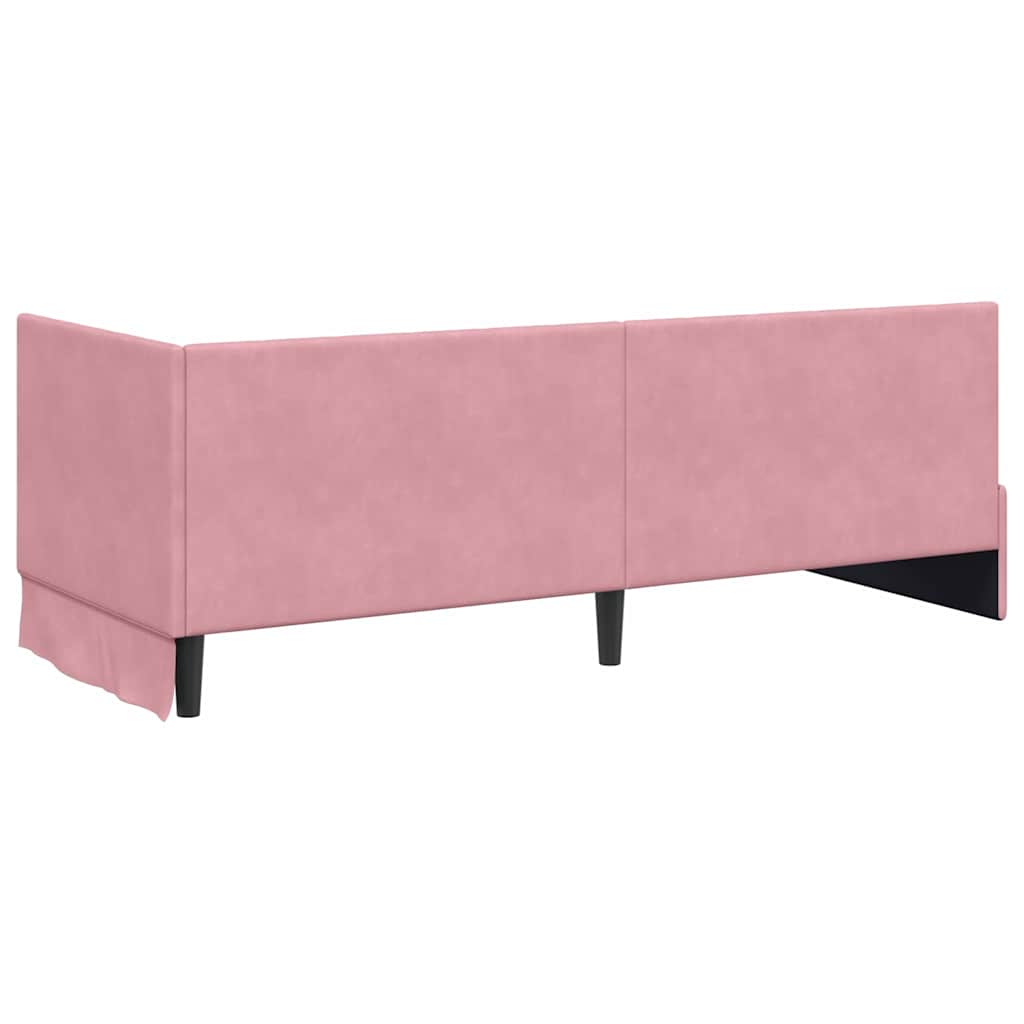 Cornice del letto ad angolo Rosa 80 cm x 200 cm Velluto