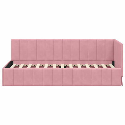 Cornice del letto ad angolo Rosa 80 cm x 200 cm Velluto