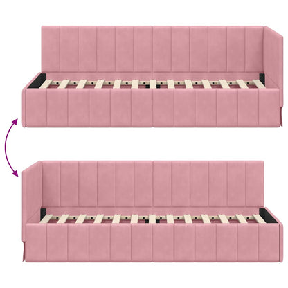 Cornice del letto ad angolo Rosa 80 cm x 200 cm Velluto