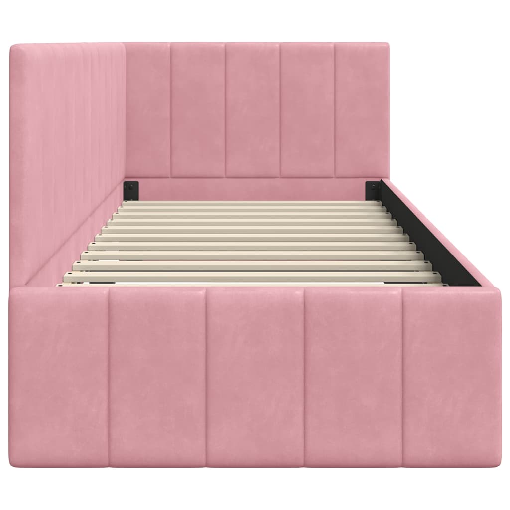 Cornice del letto ad angolo Rosa 80 cm x 200 cm Velluto