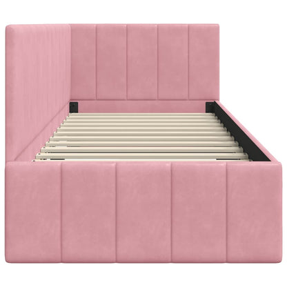 Cornice del letto ad angolo Rosa 80 cm x 200 cm Velluto