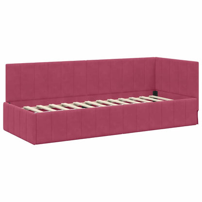 Cornice del letto ad angolo Rosso Vino 80 cm x 200 cm Velluto | homemem39