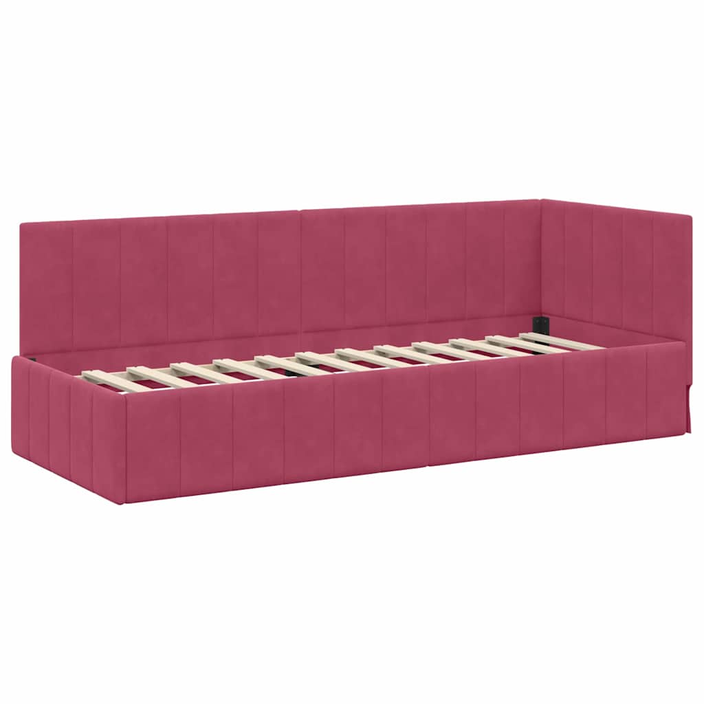 Cornice del letto ad angolo Rosso Vino 80 cm x 200 cm Velluto