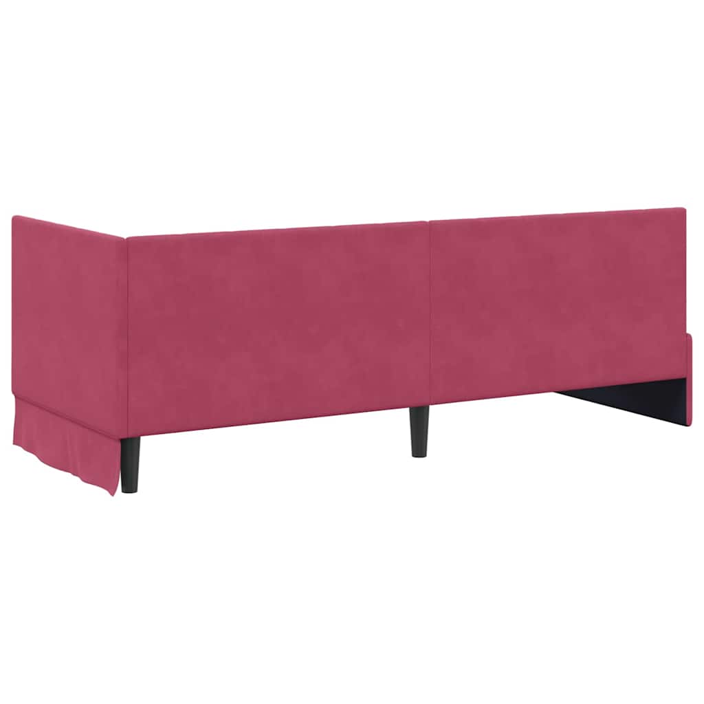 Cornice del letto ad angolo Rosso Vino 80 cm x 200 cm Velluto