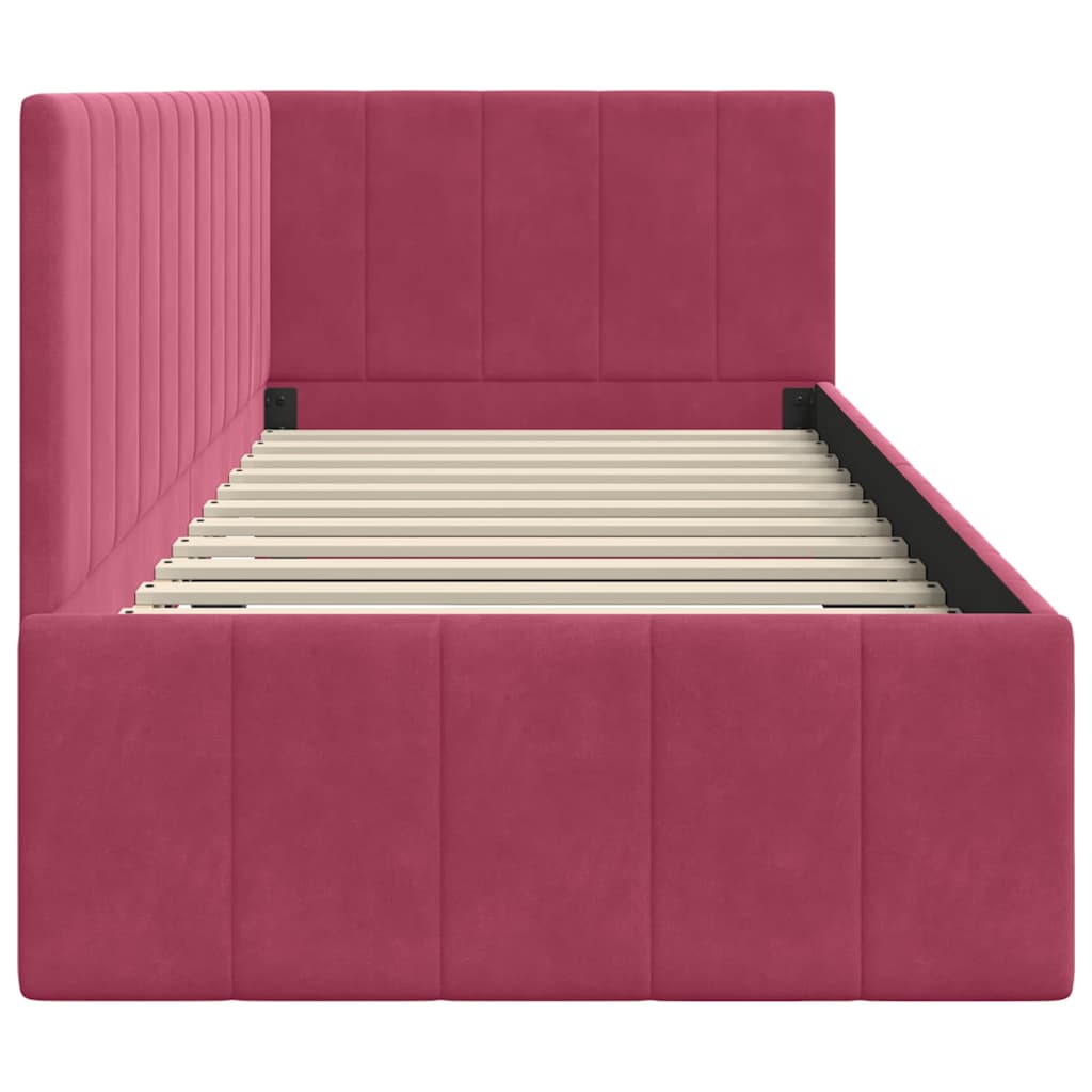 Cornice del letto ad angolo Rosso Vino 80 cm x 200 cm Velluto | homemem39