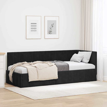Cornice del letto ad angolo Nero 80 cm x 200 cm Velluto | homemem39