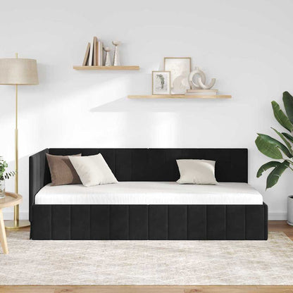 Cornice del letto ad angolo Nero 80 cm x 200 cm Velluto | homemem39