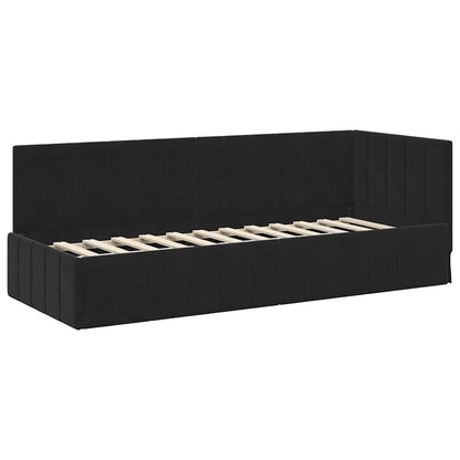 Cornice del letto ad angolo Nero 80 cm x 200 cm Velluto | homemem39