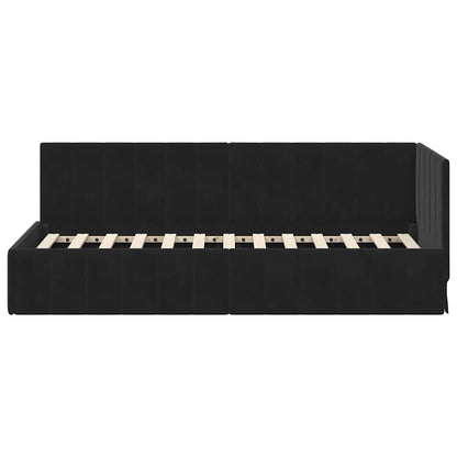 Cornice del letto ad angolo Nero 80 cm x 200 cm Velluto