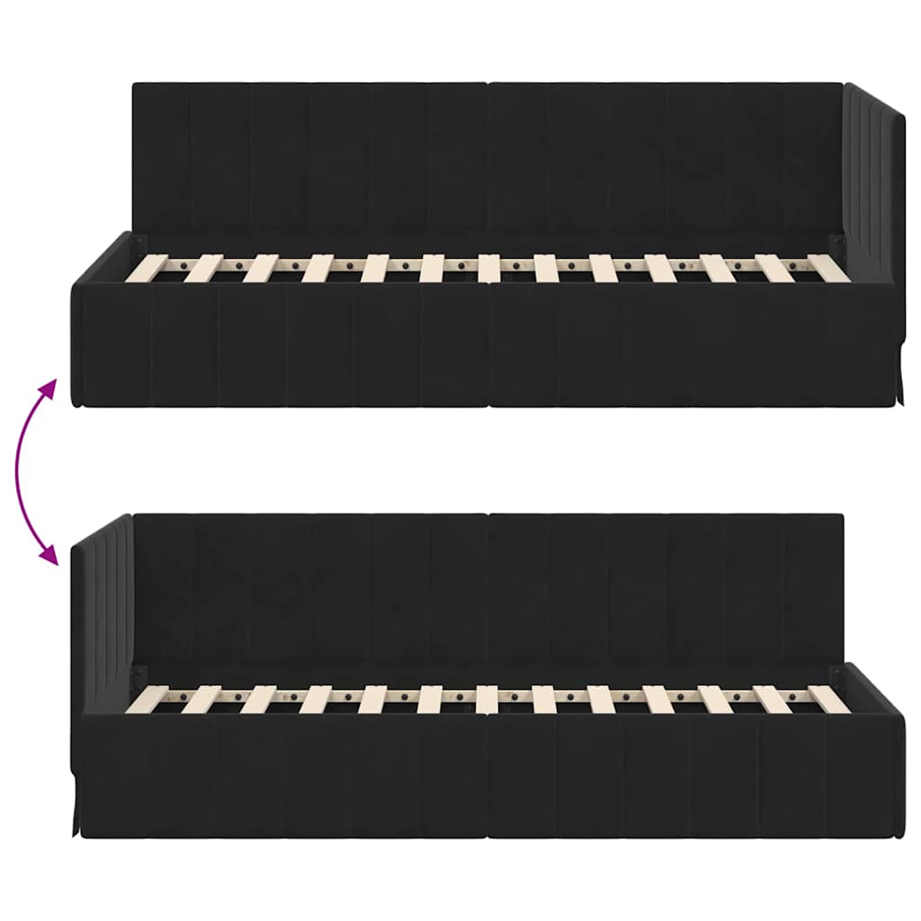 Cornice del letto ad angolo Nero 80 cm x 200 cm Velluto | homemem39