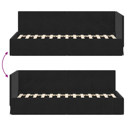 Cornice del letto ad angolo Nero 80 cm x 200 cm Velluto | homemem39