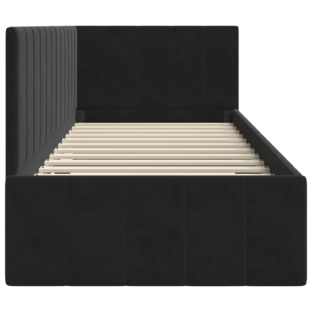 Cornice del letto ad angolo Nero 80 cm x 200 cm Velluto