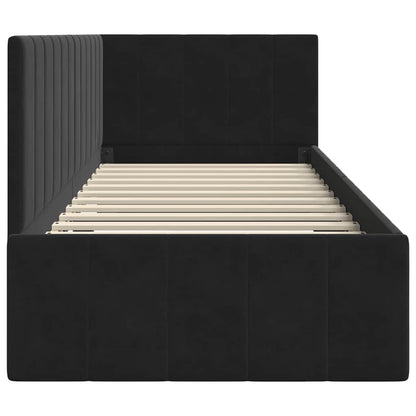 Cornice del letto ad angolo Nero 80 cm x 200 cm Velluto