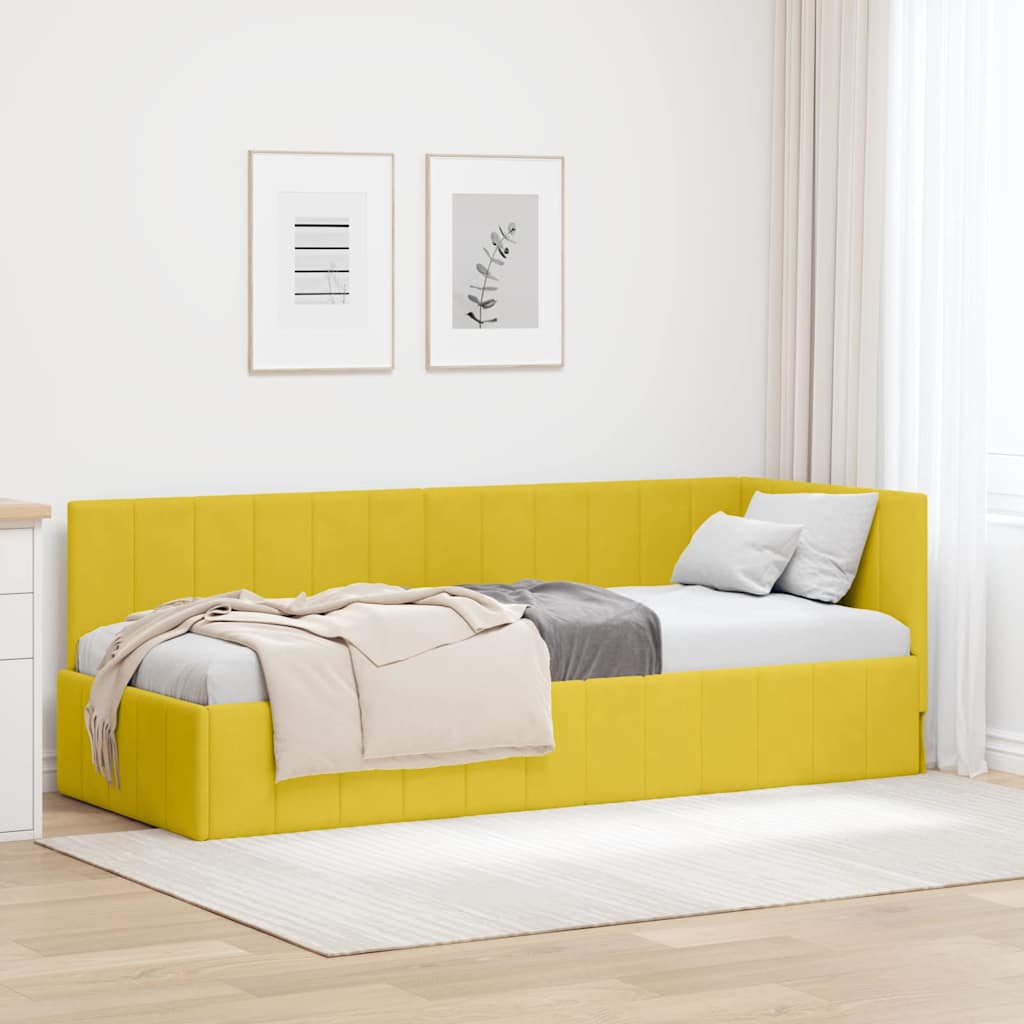Cornice del letto ad angolo Giallo 80 cm x 200 cm Velluto