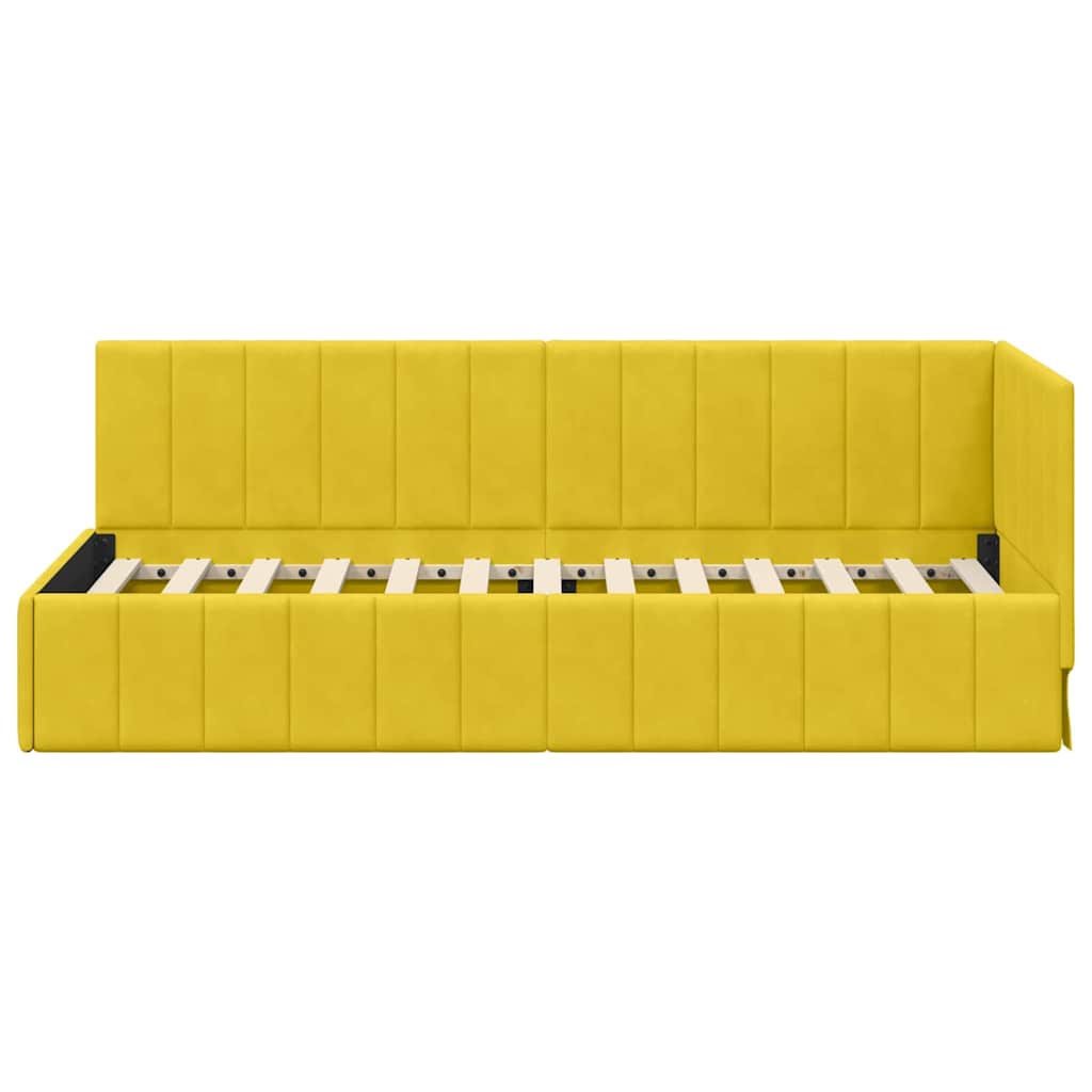 Cornice del letto ad angolo Giallo 80 cm x 200 cm Velluto