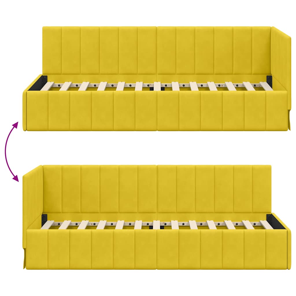 Cornice del letto ad angolo Giallo 80 cm x 200 cm Velluto