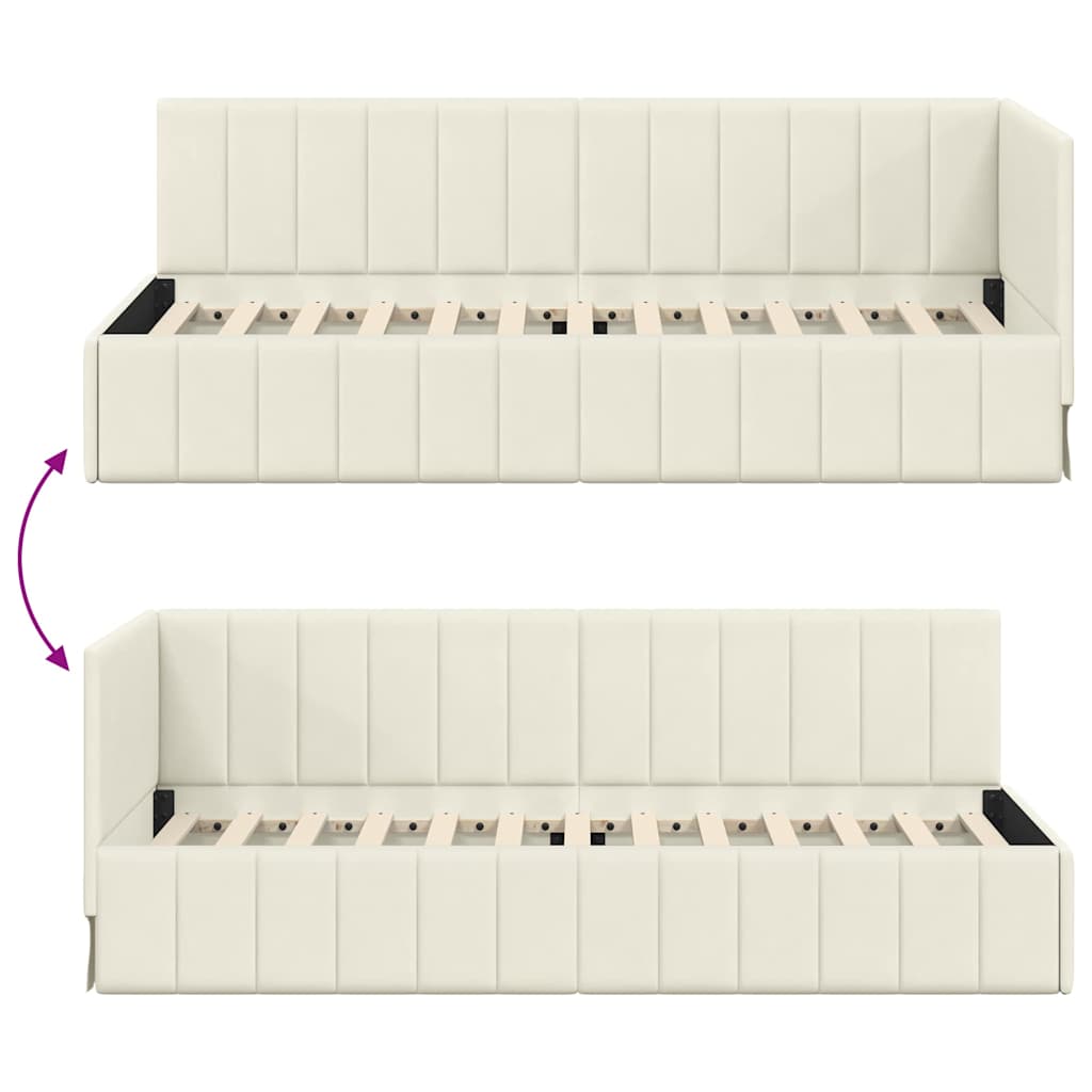 Cornice del letto ad angolo Crema 80 cm x 200 cm Velluto