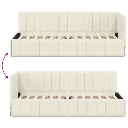 Cornice del letto ad angolo Crema 80 cm x 200 cm Velluto