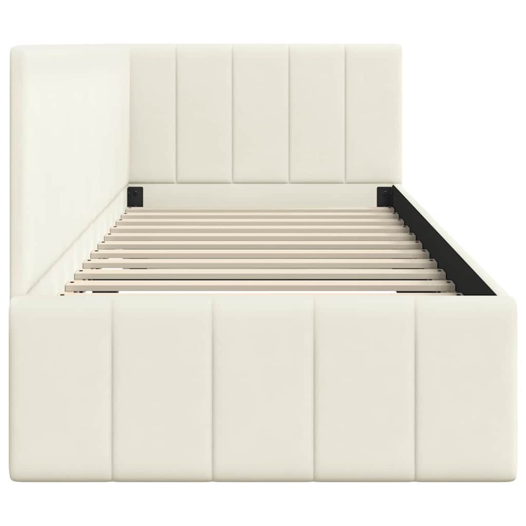 Cornice del letto ad angolo Crema 80 cm x 200 cm Velluto