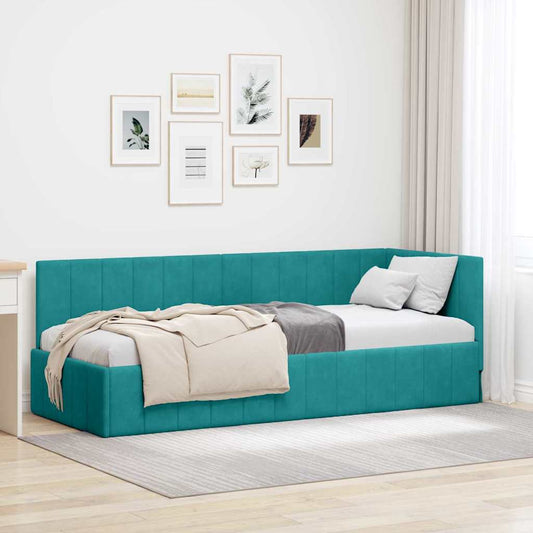 Cornice del letto ad angolo Turchese 80 cm x 200 cm Velluto | homemem39