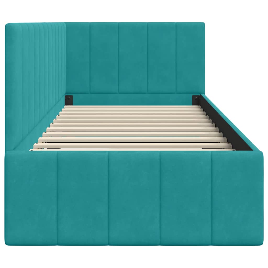 Cornice del letto ad angolo Turchese 80 cm x 200 cm Velluto | homemem39