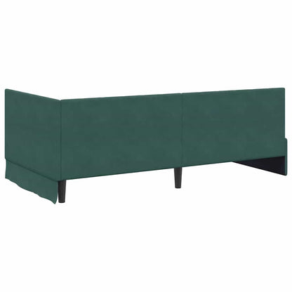 Cornice del letto ad angolo Verde Scuro 90 cm x 190 cm Velluto