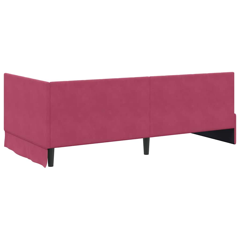Cornice del letto ad angolo Rosso Vino 90 cm x 190 cm Velluto