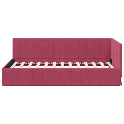 Cornice del letto ad angolo Rosso Vino 90 cm x 190 cm Velluto | homemem39