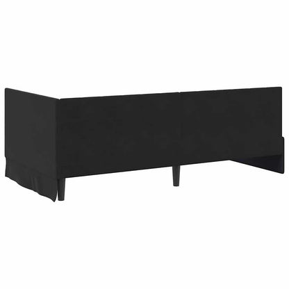 Cornice del letto ad angolo Nero 90 cm x 190 cm Velluto