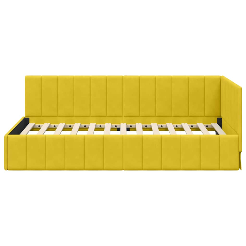 Cornice del letto ad angolo Giallo 90 cm x 190 cm Velluto