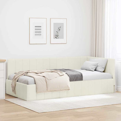 Cornice del letto ad angolo Crema 90 cm x 190 cm Velluto | homemem39