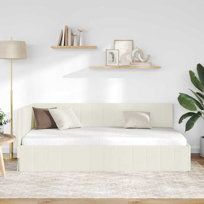 Cornice del letto ad angolo Crema 90 cm x 190 cm Velluto | homemem39