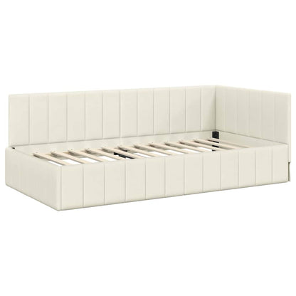 Cornice del letto ad angolo Crema 90 cm x 190 cm Velluto | homemem39