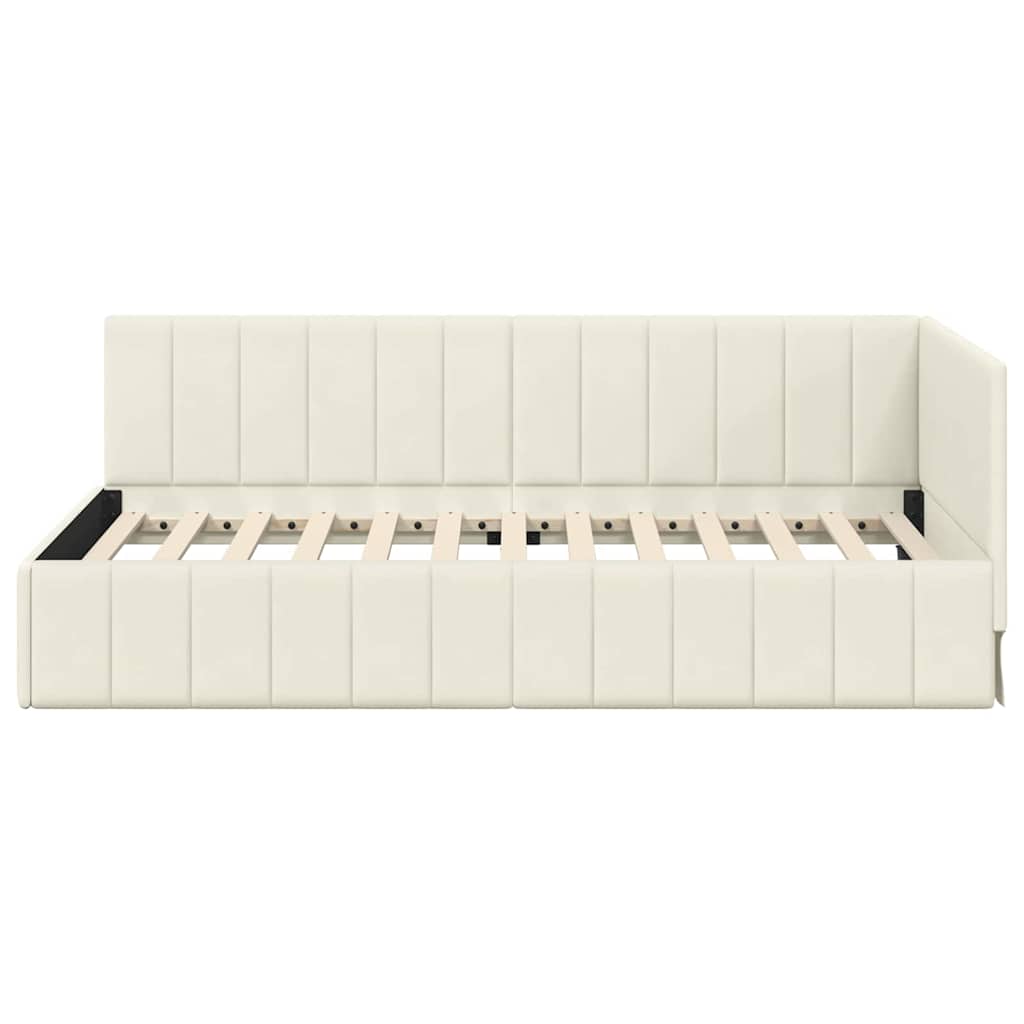 Cornice del letto ad angolo Crema 90 cm x 190 cm Velluto | homemem39