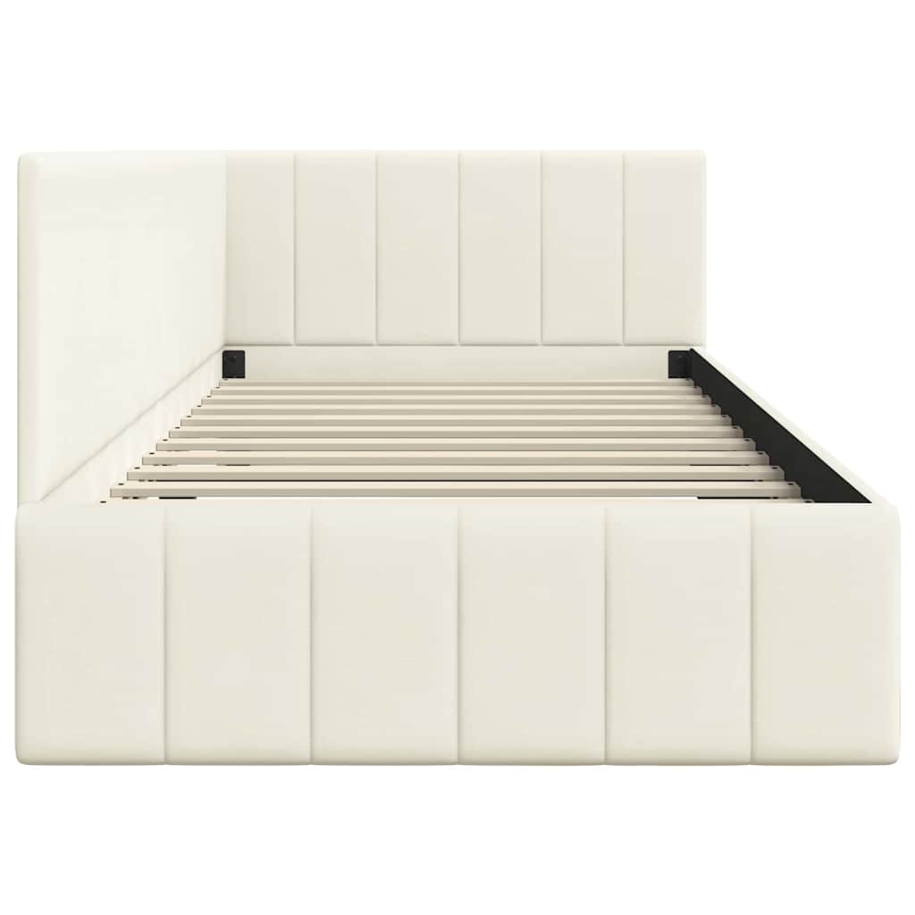 Cornice del letto ad angolo Crema 90 cm x 190 cm Velluto | homemem39