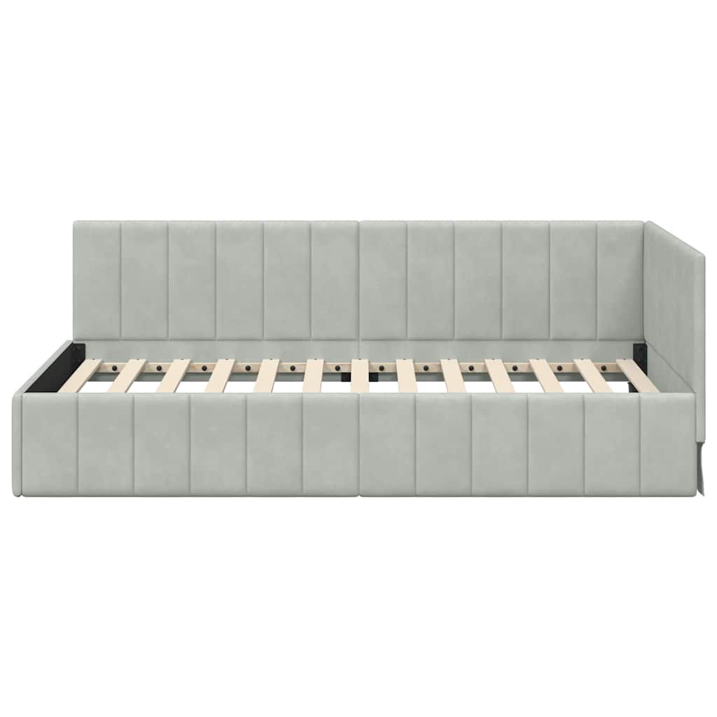 Cornice del letto ad angolo Grigio chiaro 90 cm x 200 cm | homemem39
