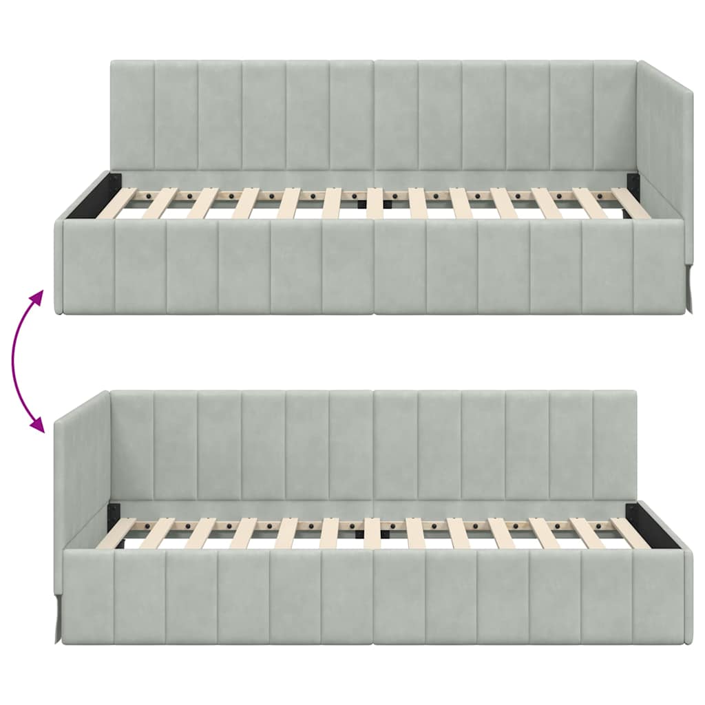 Cornice del letto ad angolo Grigio chiaro 90 cm x 200 cm | homemem39